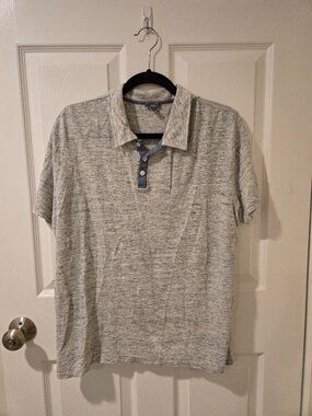 Vince Gray Linen Short Sleeved Polo Shirt XL